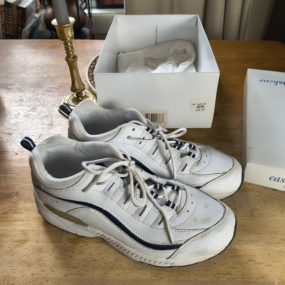 White and Navy Sneakers